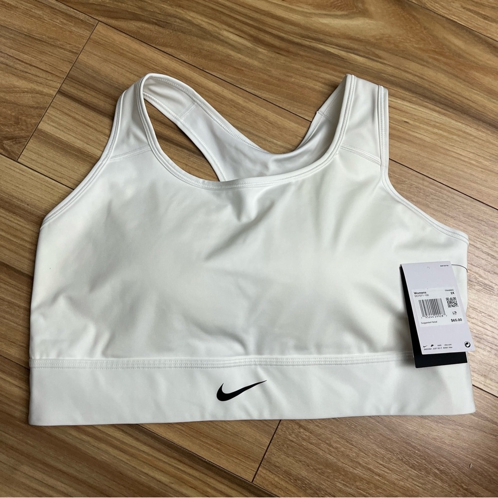 Nike Dri-Fit Swoosh Women's Plus Training Sports Bra White  Plus Size 2X NWT